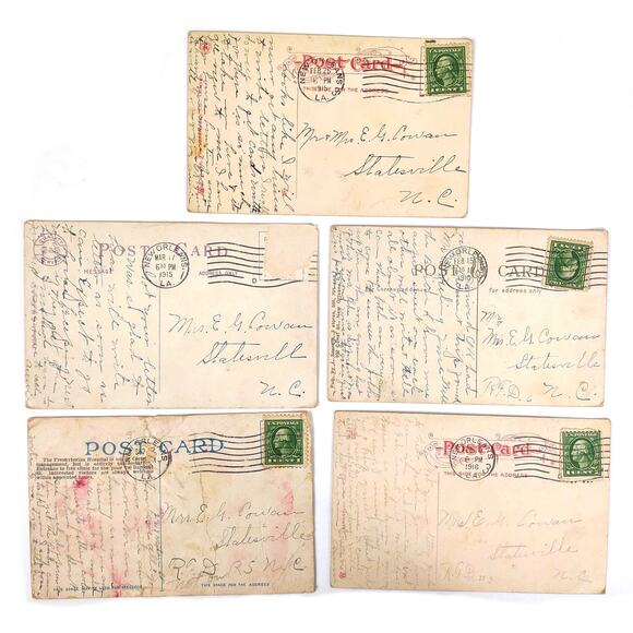 Lot of 5 1915-16 NEW ORLEANS LA Lithograph Postcards, Cemetery Hospital Palms+ - Picture 2 of 2